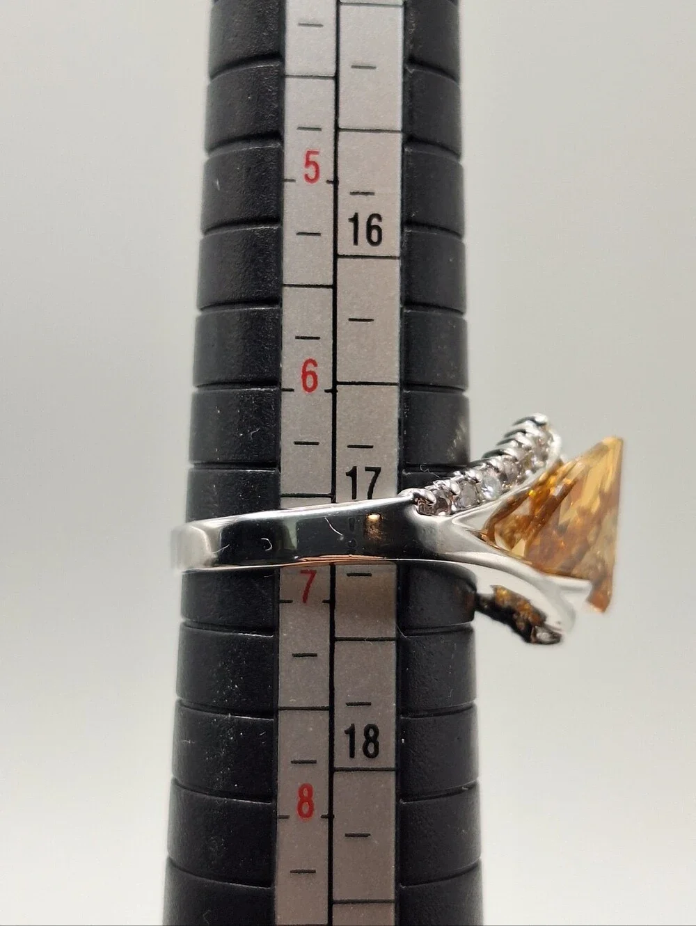 Champagne Swarovski Crystal Statement Ring Silver Tone Size 7 NWT